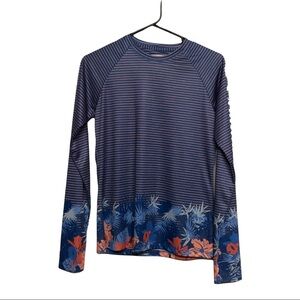 Columbia PFG Size XS Long Sleeve‎ Athletic Top with Stripes and a Floral Pattern